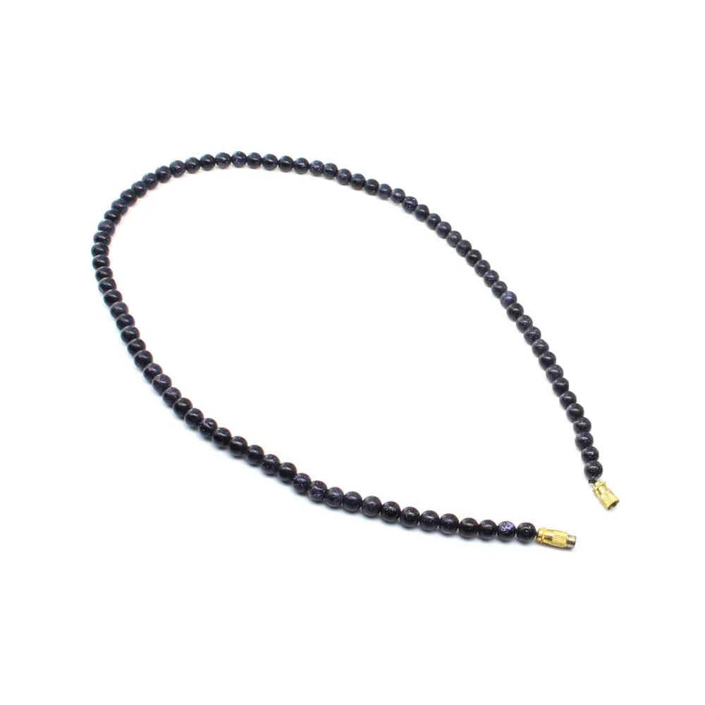 Blue sunstone 5.2 mm beads single line Necklace 16" - Image 4
