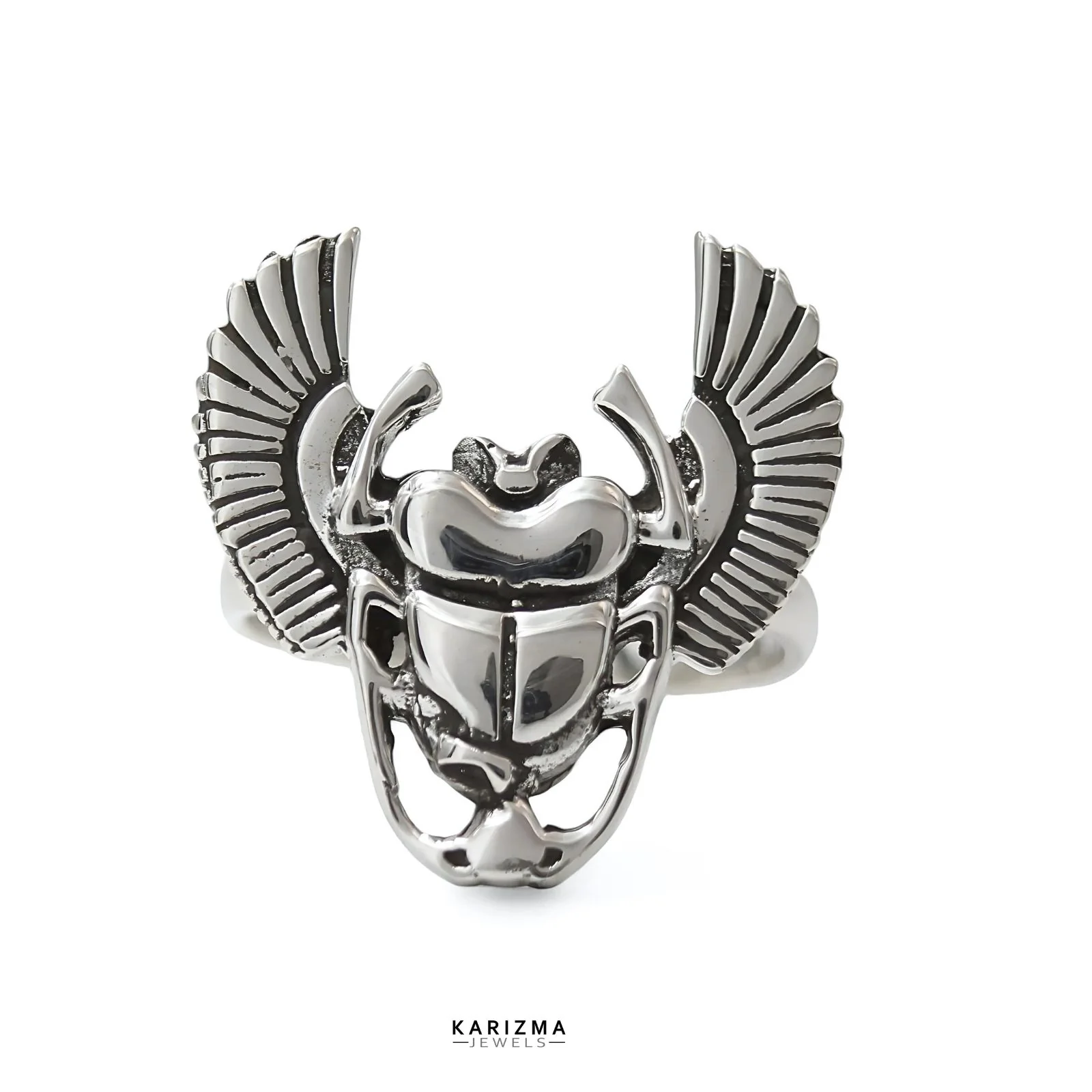Bold 925 Sterling Silver Oxidized Beetle Ring