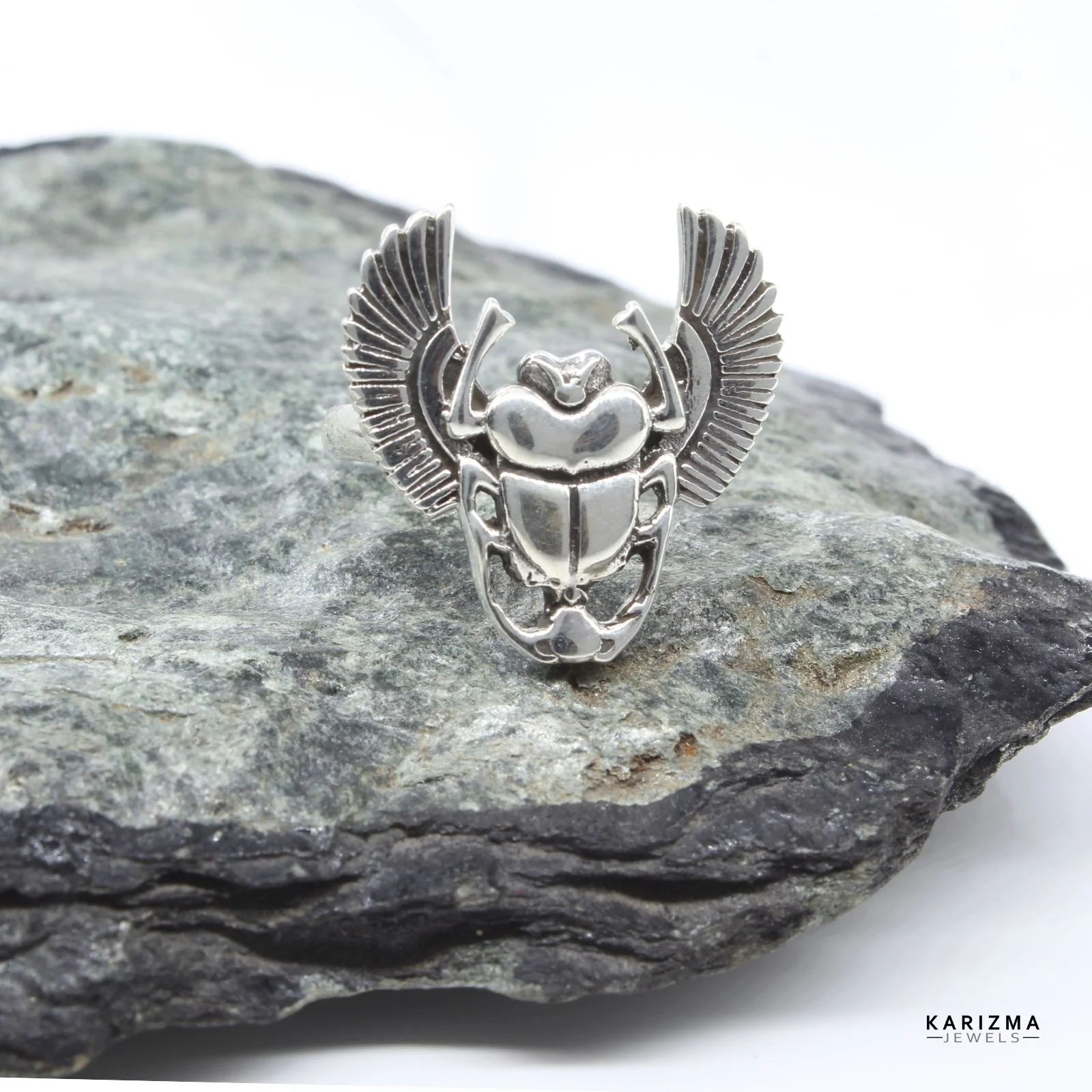 Bold 925 Sterling Silver Oxidized Beetle Ring - Image 2