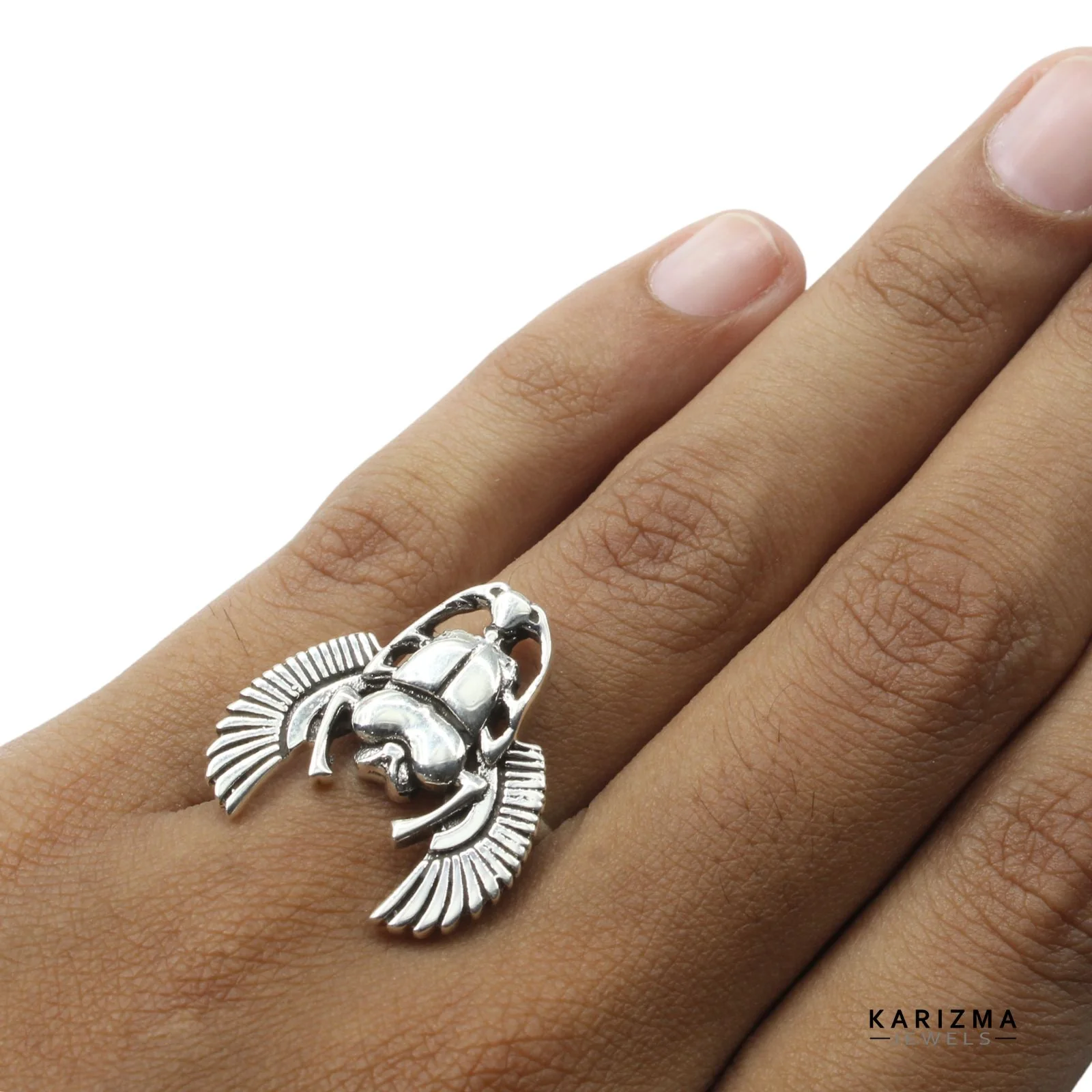 Bold 925 Sterling Silver Oxidized Beetle Ring - Image 3