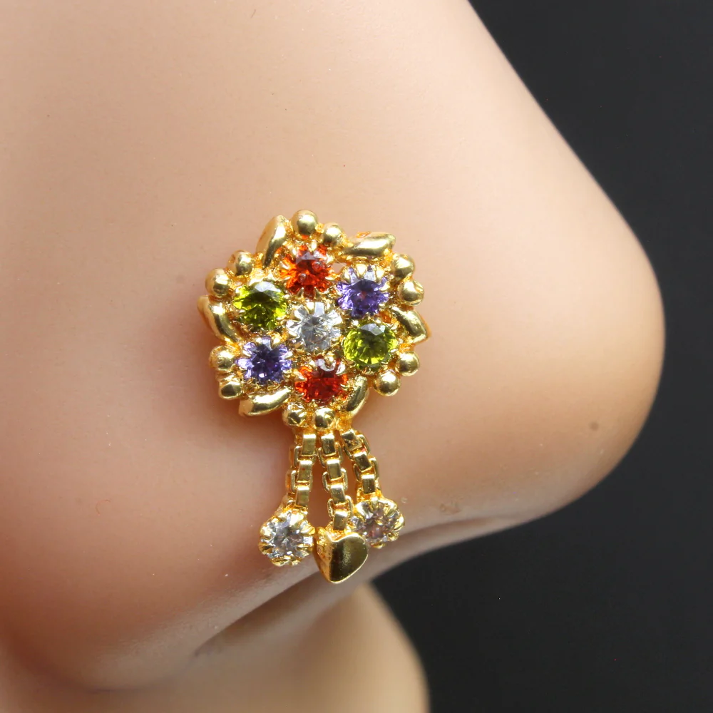 Bouquet design hanging nose pin