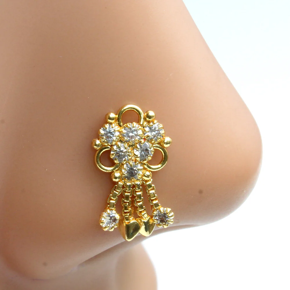 Bridal wear dangle nose pin
