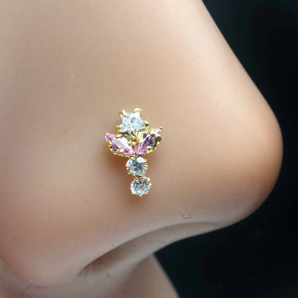 Captivating Star Vertical Nose Pin - Image 3