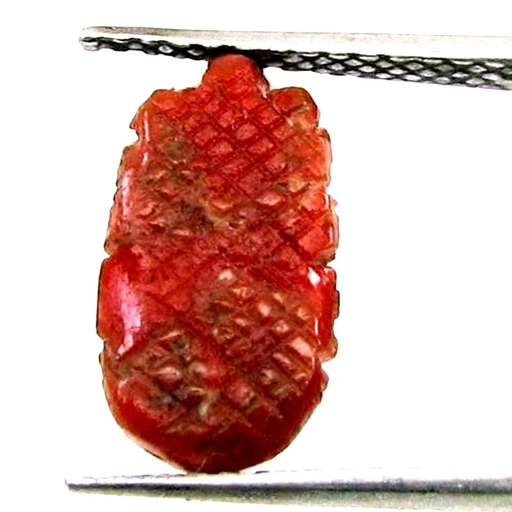 Certified 3.19Ct Real Red Coral Carved Lord Ganesha Statue Religious Idol - Image 3