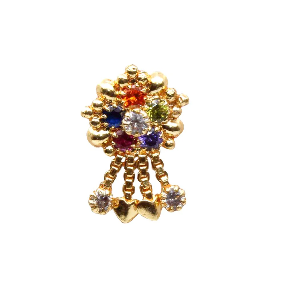 Chain dangle push pin nose stud - Image 2