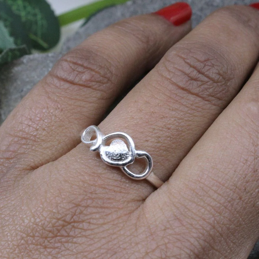 Charming Real Sterling Silver Heart Design Women’s Ring - Image 3