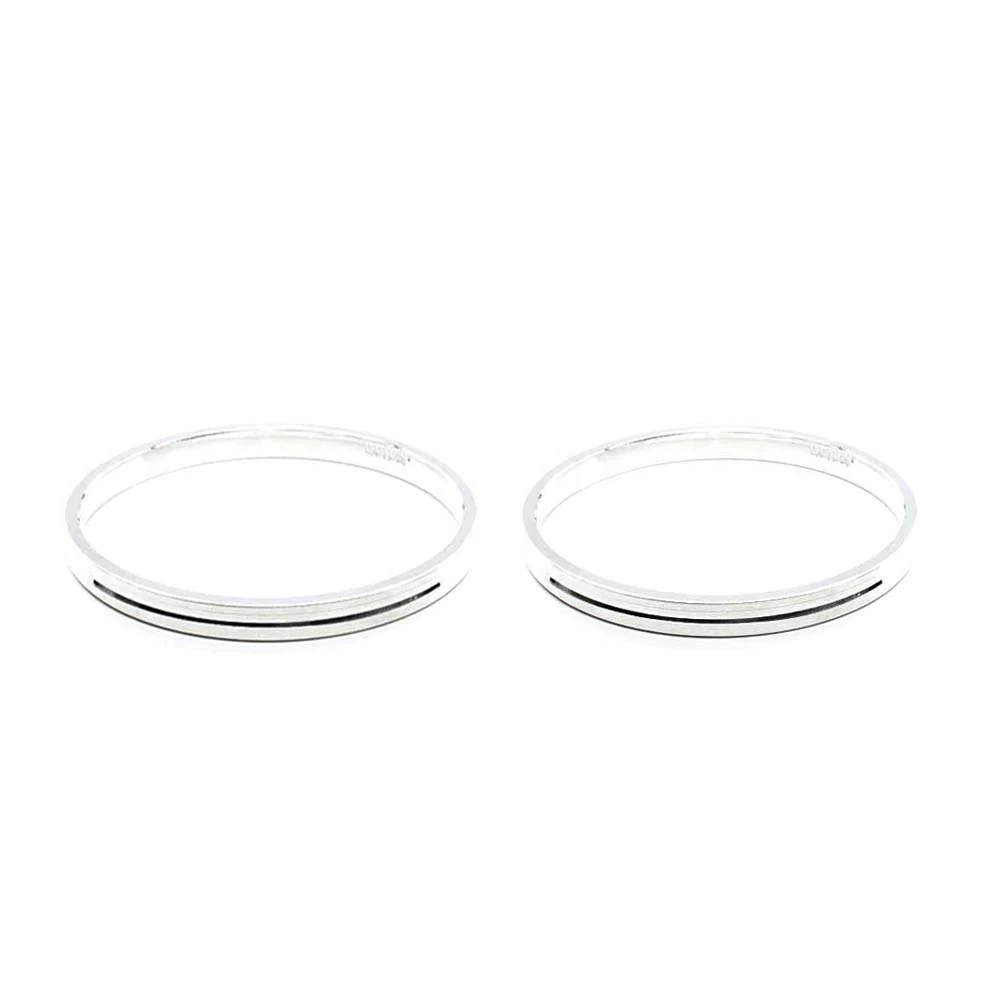 Children's Pure Silver Joint-less solid Kada Bangle Bracelet Pair - 5cm - Image 3