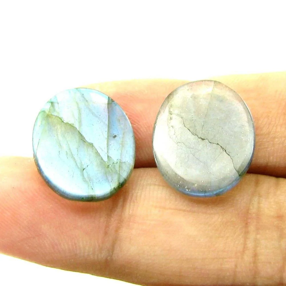 Color Play 14.1Ct Pair Natural Labradorite Oval Shape Gemstones - Image 3