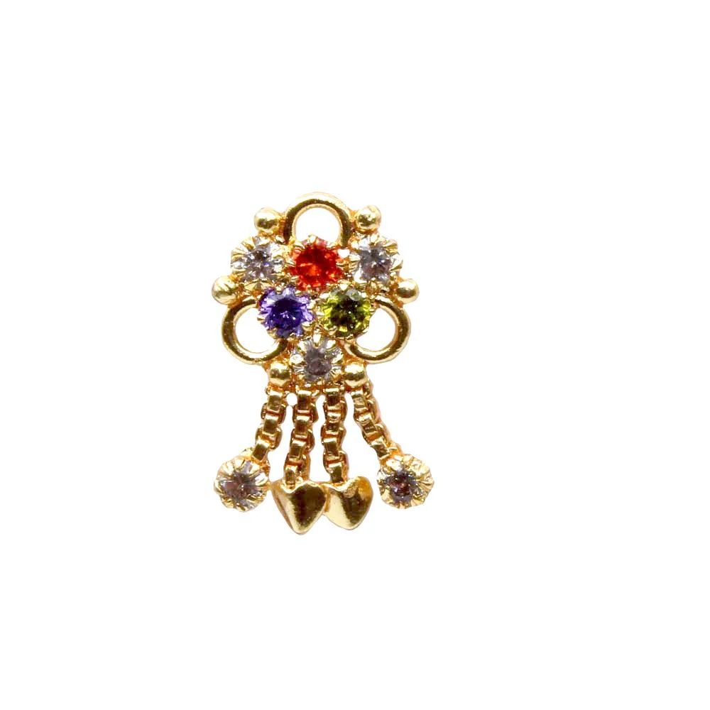 Colorful flower dangle nose pin - Image 2