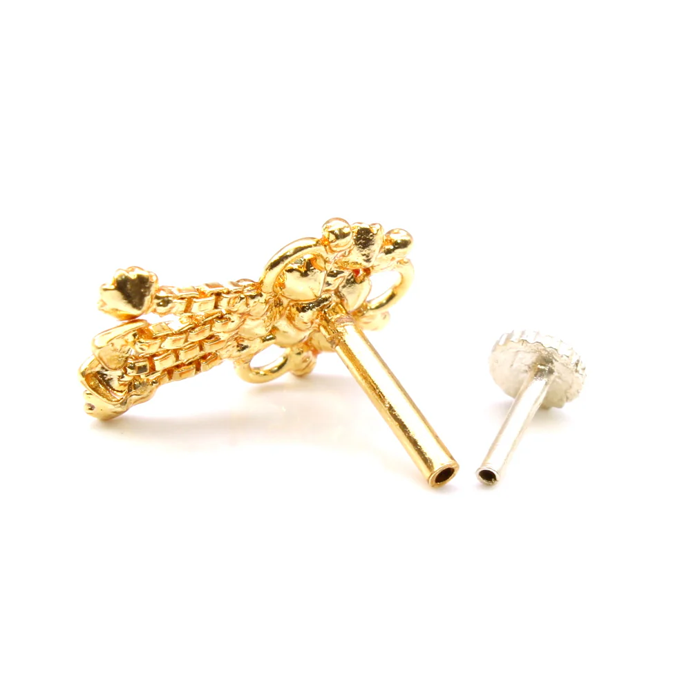 Colorful flower dangle nose pin - Image 3