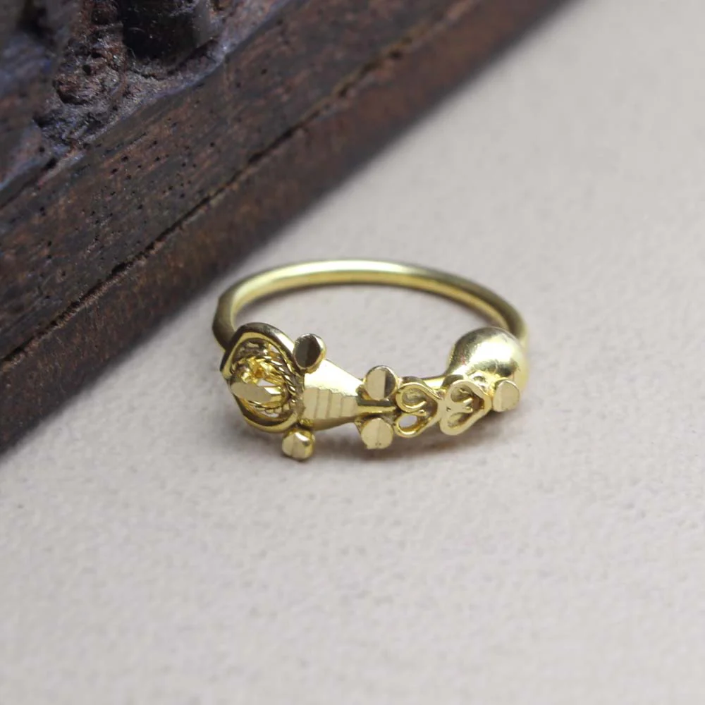 Cute 14K Real Solid Gold Indian Nath Nose Hoop Ring for women - Image 2