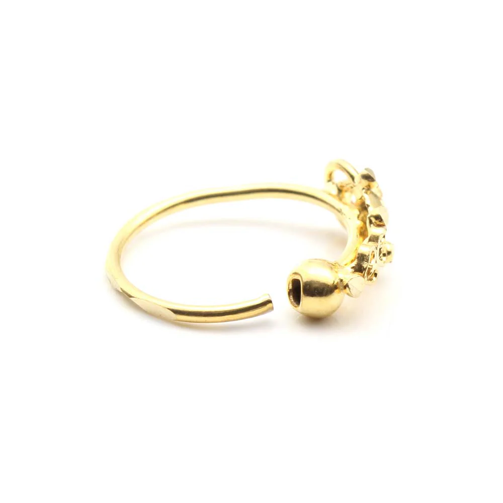 Cute 14K Real Solid Gold Indian Nath Nose Hoop Ring for women - Image 4