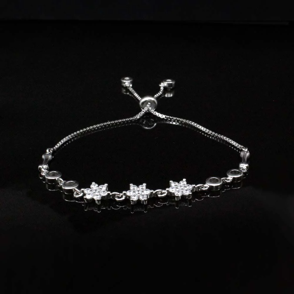 Cute CZ 925 Sterling Silver Bracelet for Girls in platinum finish