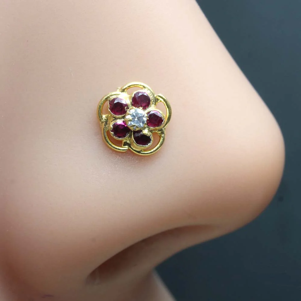 Cute floral twisted nose pin