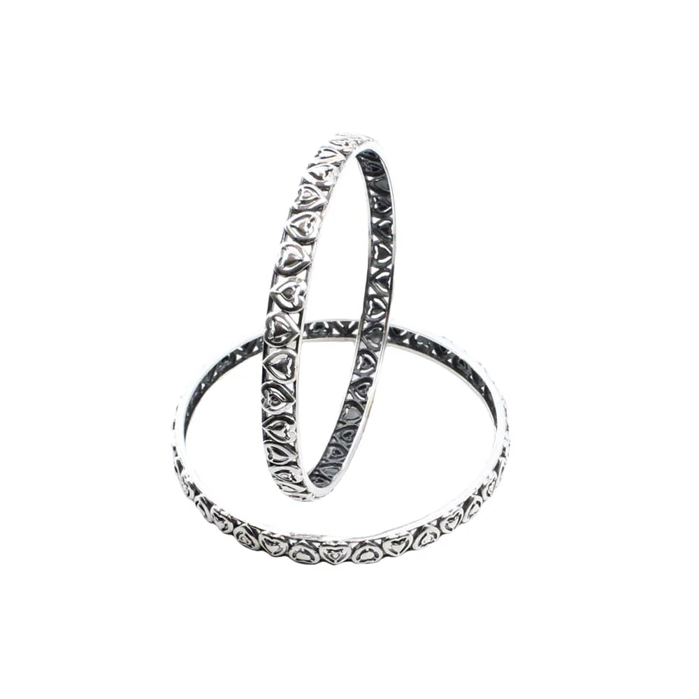 Cute Heart Real Sterling Silver Oxidized Women Bangles - 6 CM - Image 5