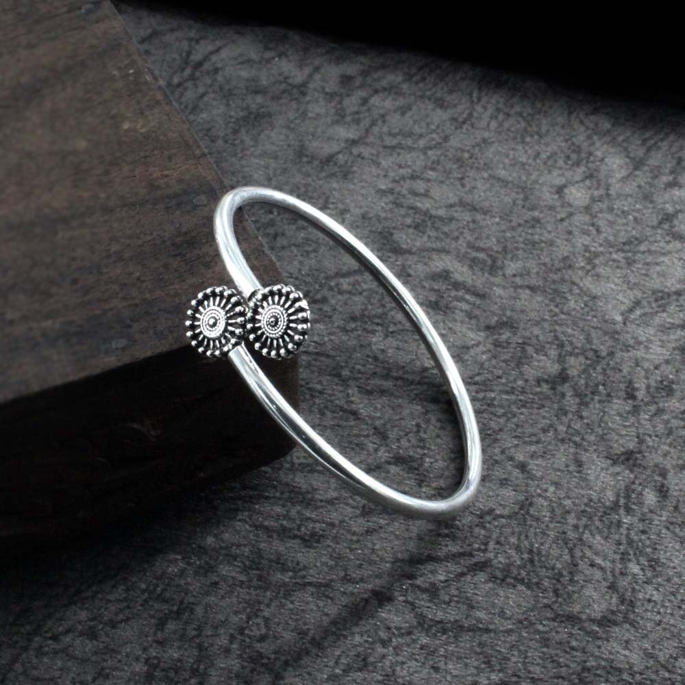 Cute Real Sterling Silver Oxidized women's Bracelet Bangle - Single