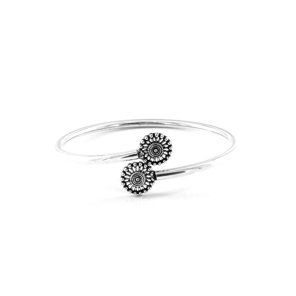 Cute Real Sterling Silver Oxidized women's Bracelet Bangle - Single - Image 2