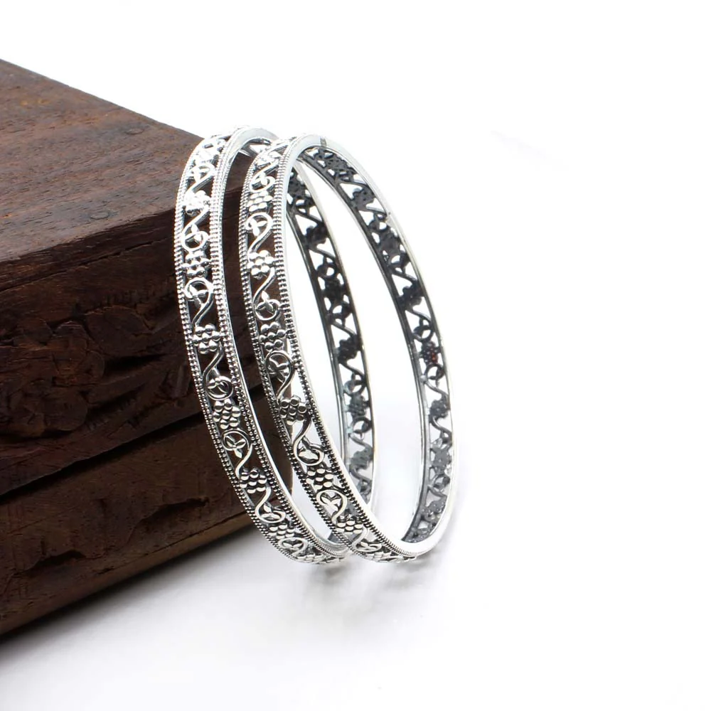Cute Trendy Real Sterling Silver Oxidized Women Bangles