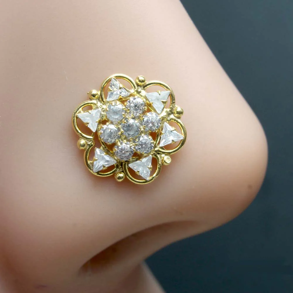 Cute tri-floral nose stud/pin