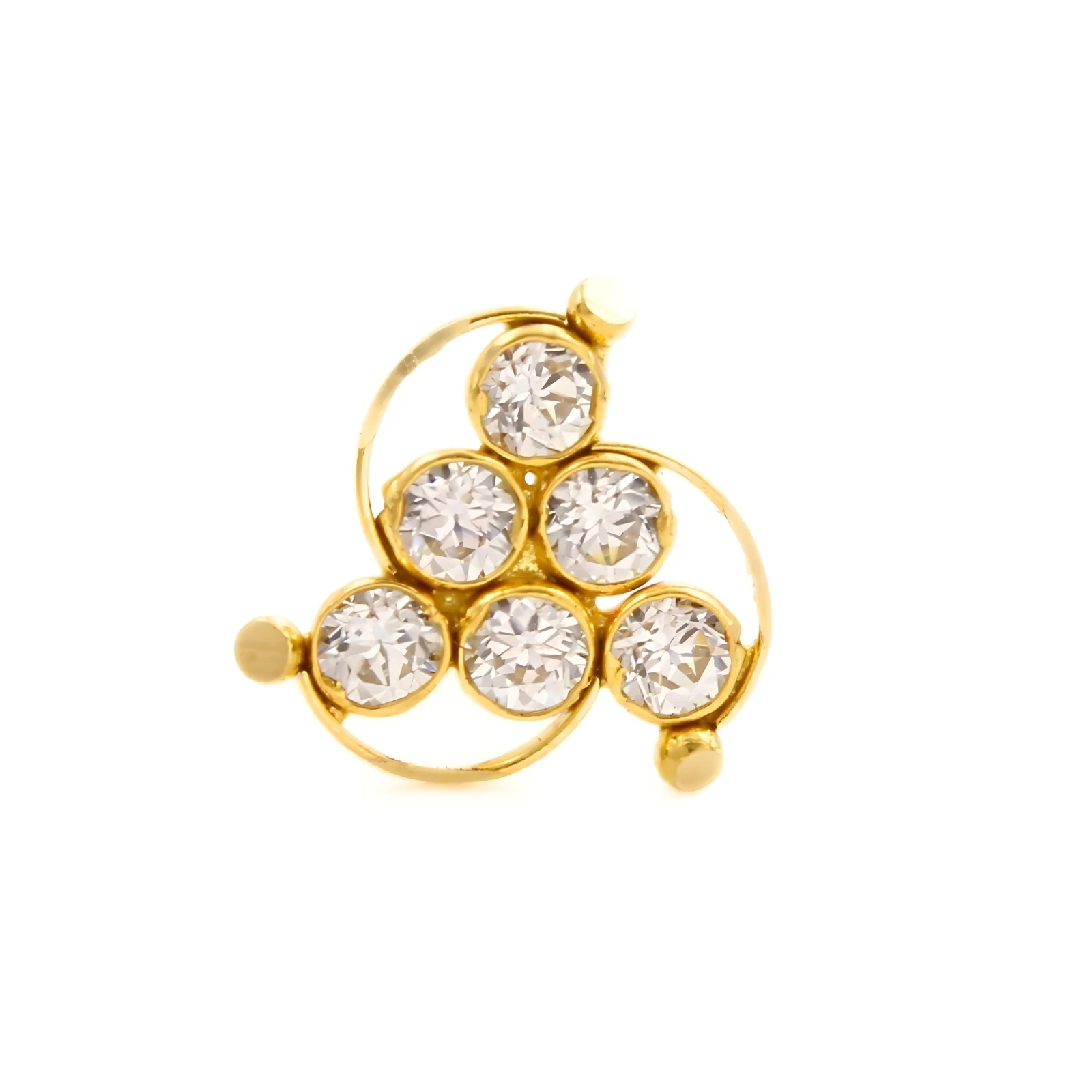 Daily Wear 18K Real Gold White CZ Nose stud nose ring Push Pin - Image 3