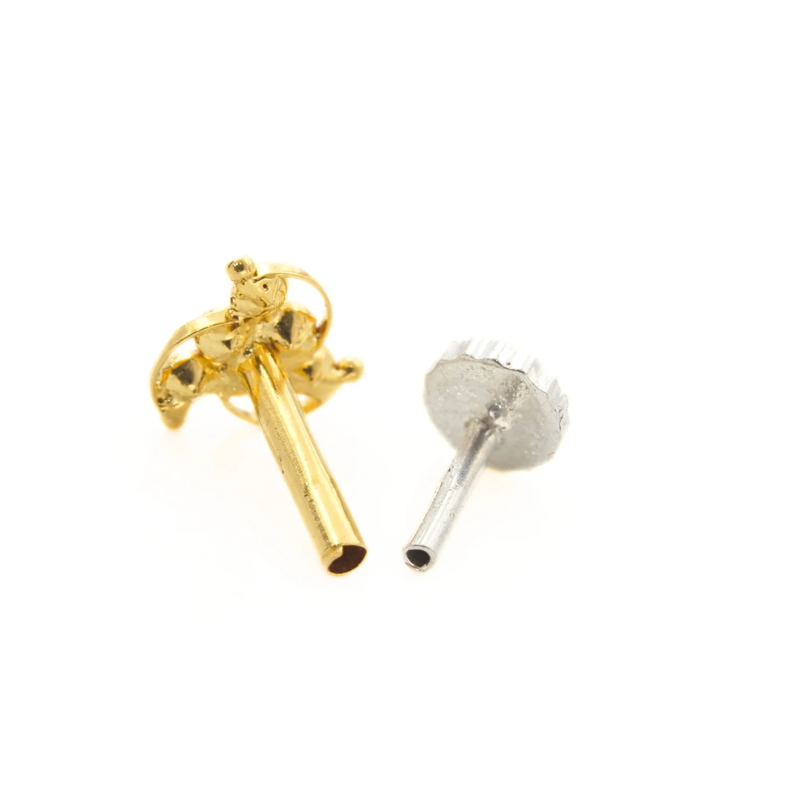 Daily Wear 18K Real Gold White CZ Nose stud nose ring Push Pin - Image 4