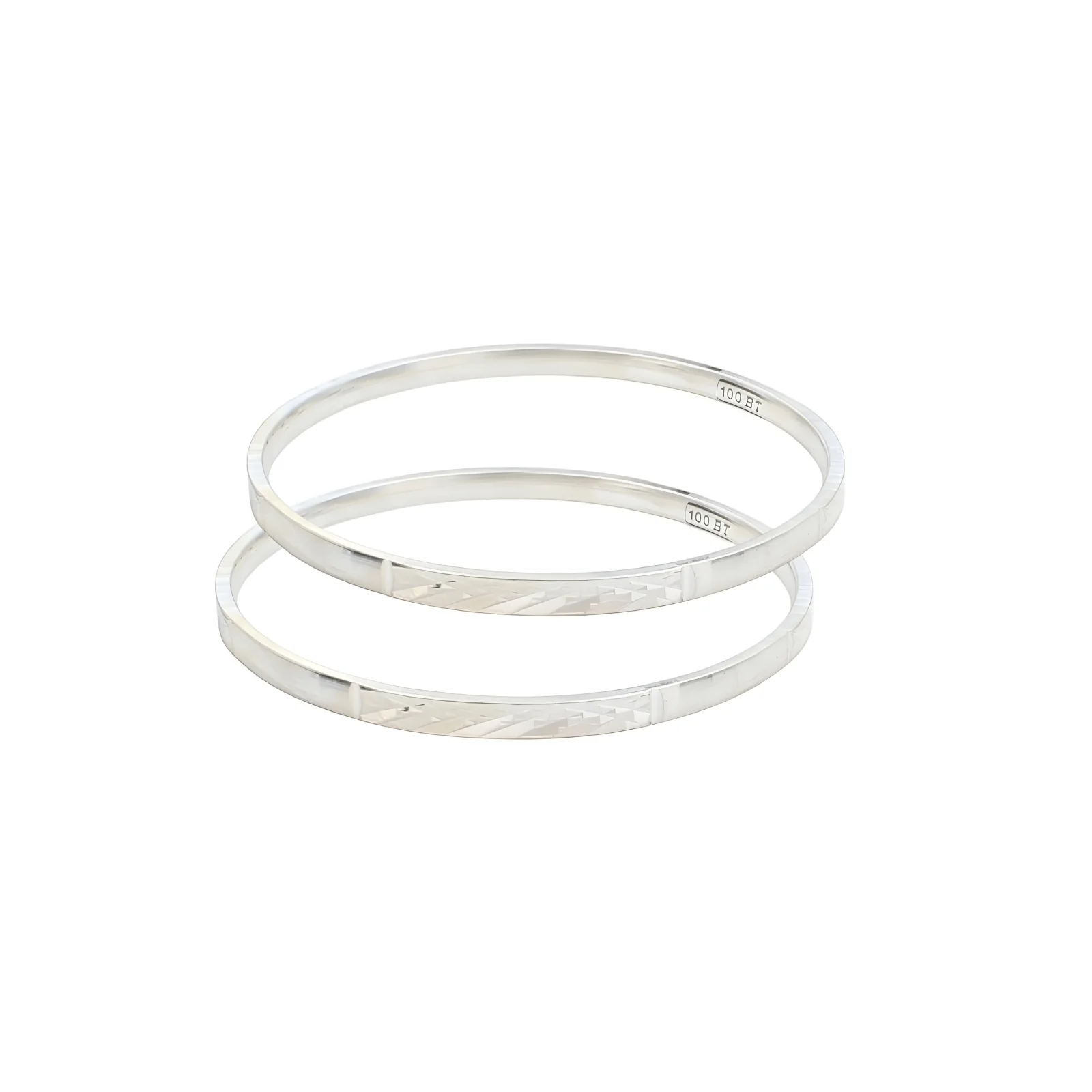 Daily wear 999 Pure Silver Women Bangles Bracelet (Kangan) Pair - 5.8 CM - Image 3