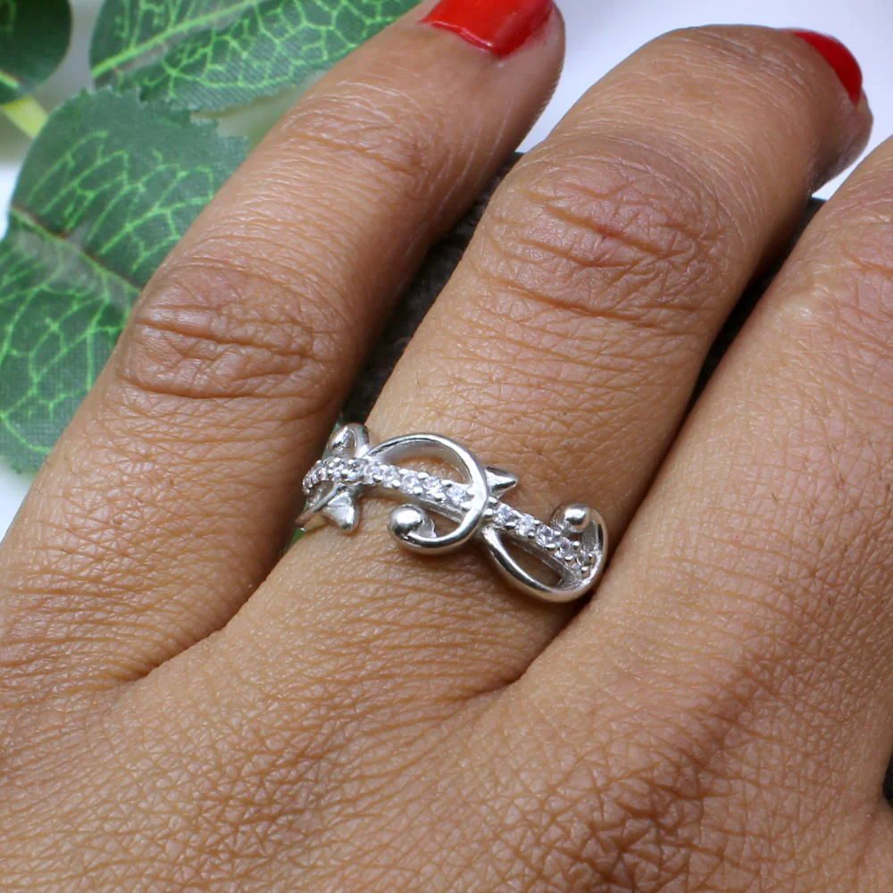 Daily wear Real Sterling Silver White CZ Women Finger Ring - Image 2