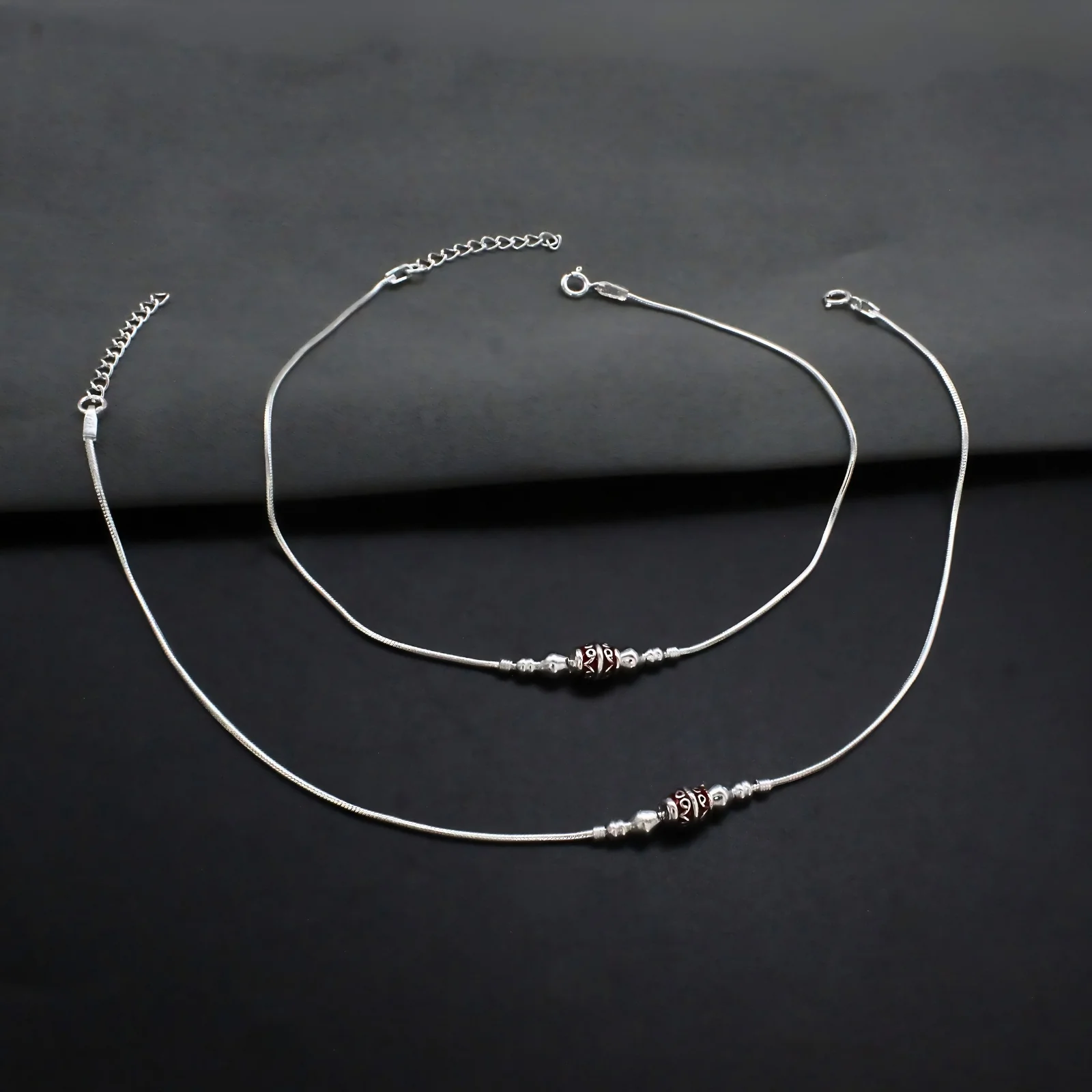 Daily Wear Real Sterling Snake-Style Silver Chain Anklet 10.3 in