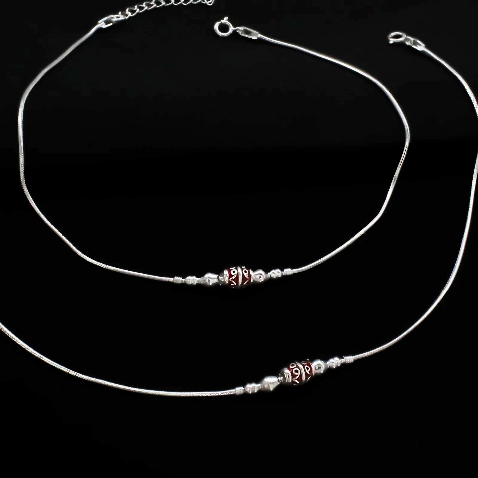 Daily Wear Real Sterling Snake-Style Silver Chain Anklet 10.3 in - Image 3
