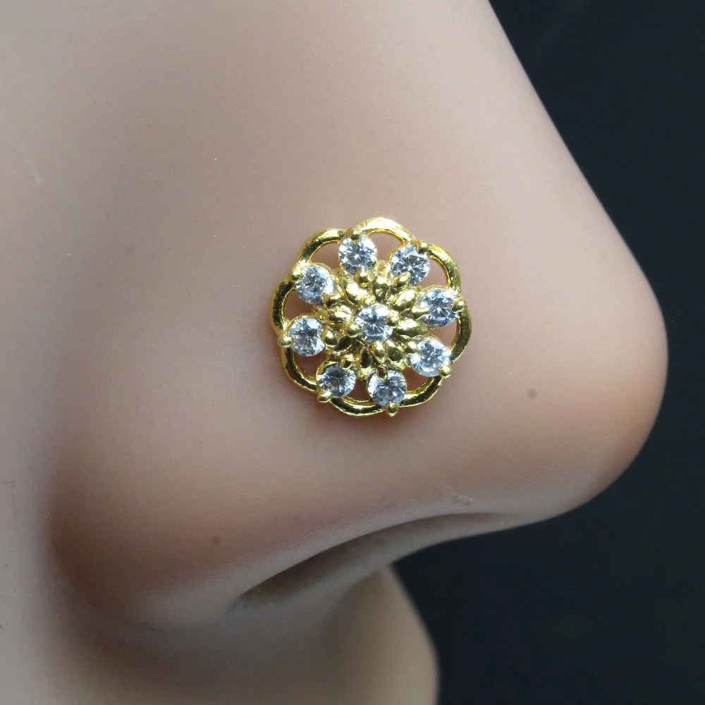Daisy design corkscrew nose piercing