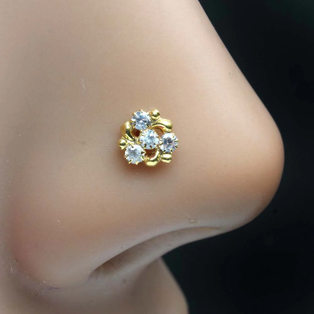 Daisy gold plated unique nose piercing - Image 4