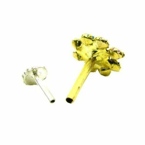 daisy Indian Style Red CZ Studded Body Piercing Jewelry Nose Stud Pin Solid Real 14k Yellow Gold - Image 3