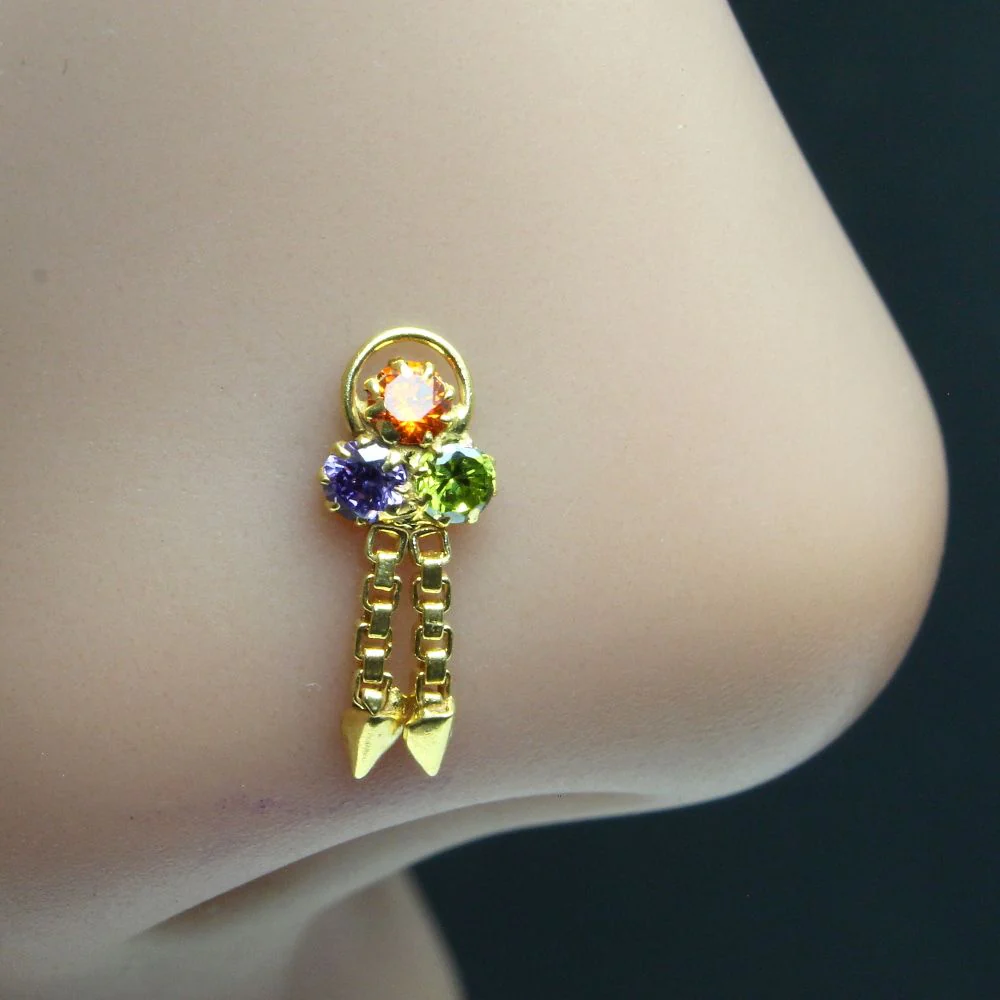 Dangle corkscrew piercing nose stud - Image 2