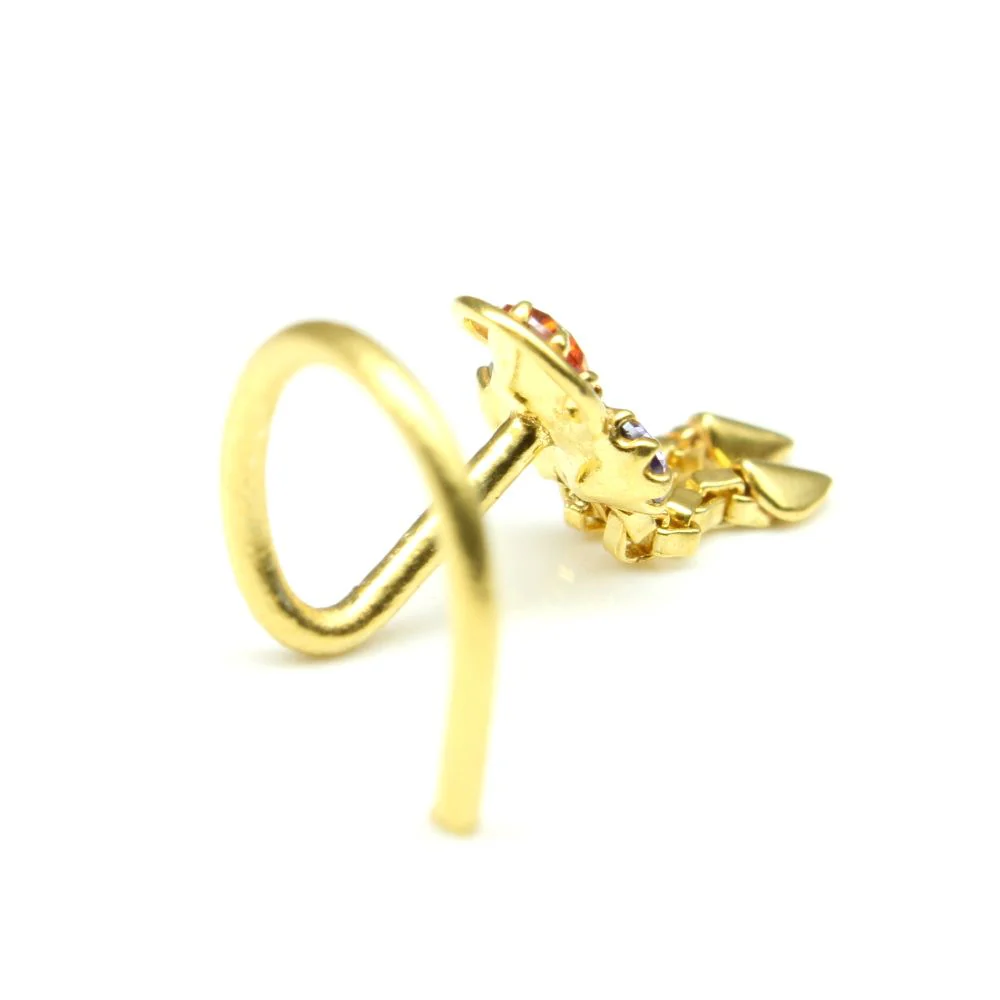 Dangle corkscrew piercing nose stud - Image 3