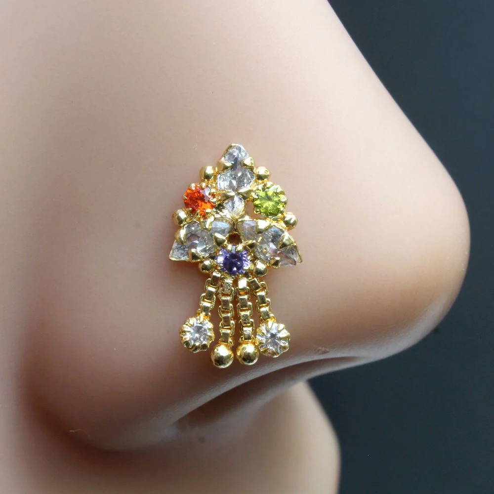 Dangle Corkscrew Piercing Nose Stud