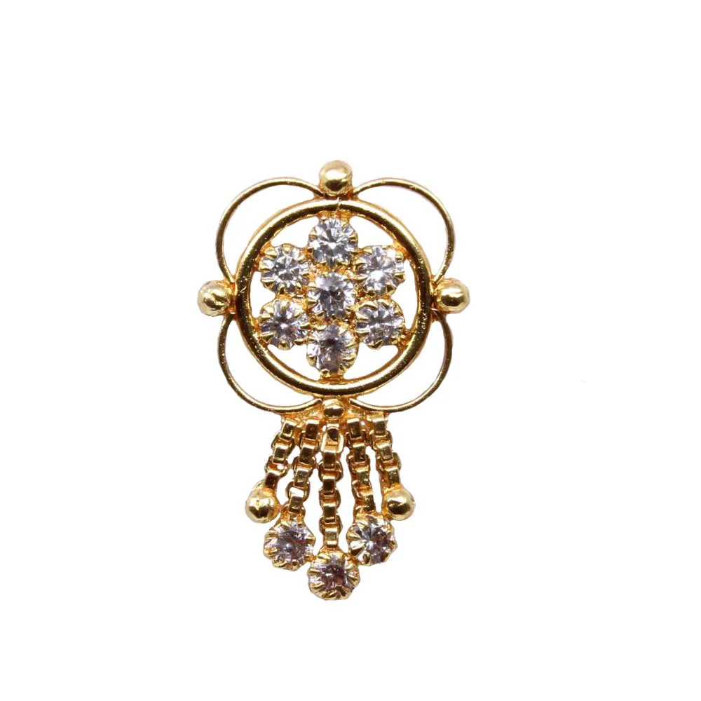 Dangling drop nose stud/pin with White CZ - Image 2