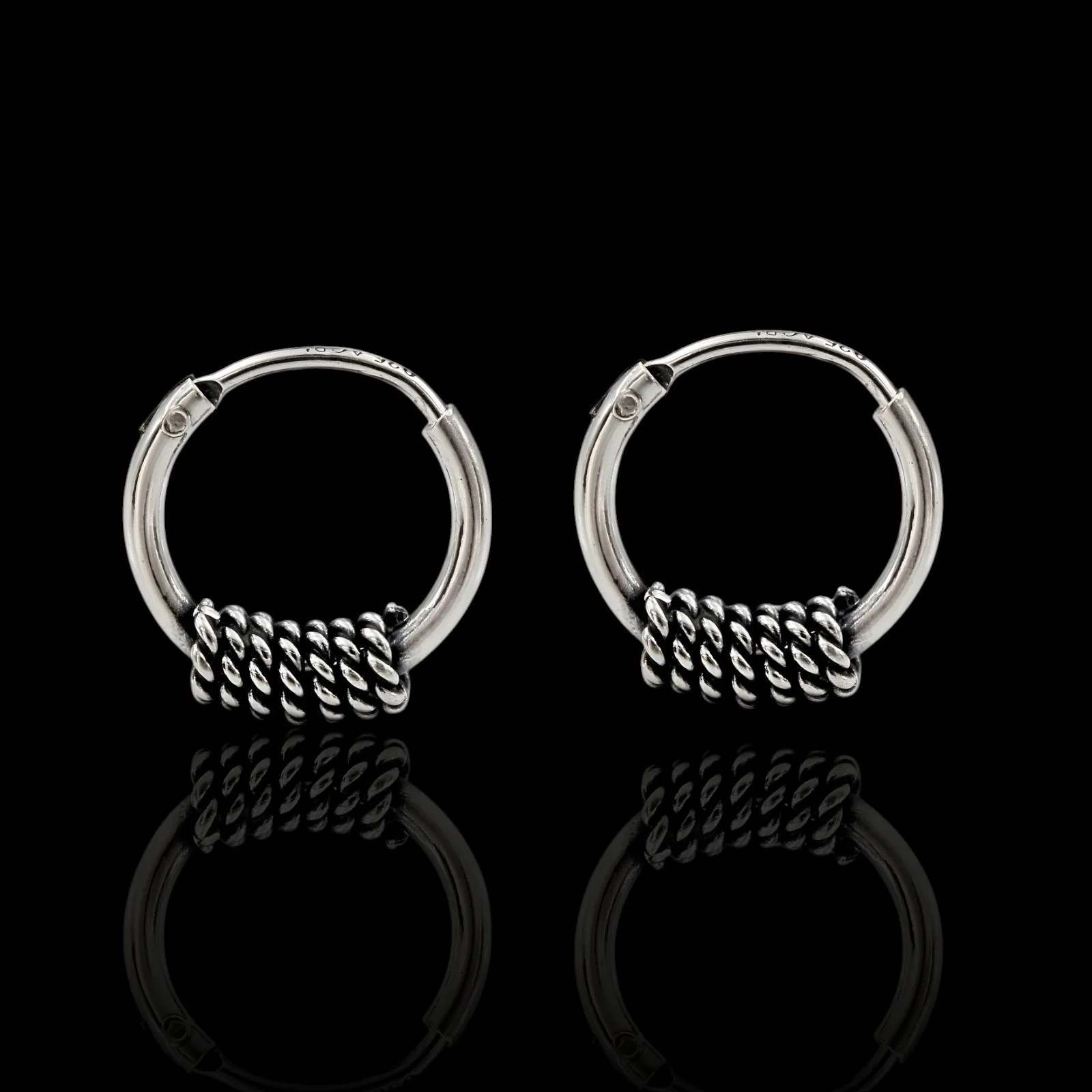 Divine 925 Real Sterling Silver Oxidized hoop earrings for Girls  - Pair - Image 2
