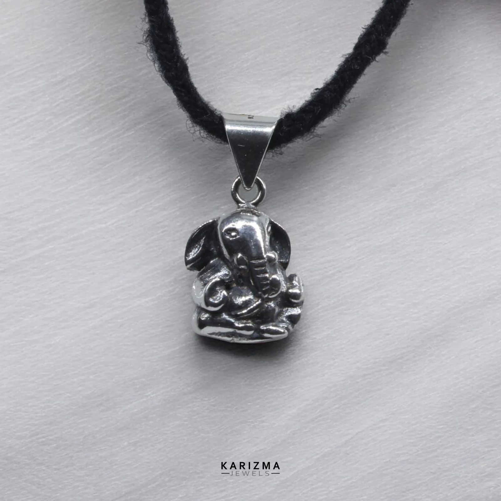 Divine Pendant 925 Sterling Silver Oxidized Small Lord Ganesha Pendant - Image 2