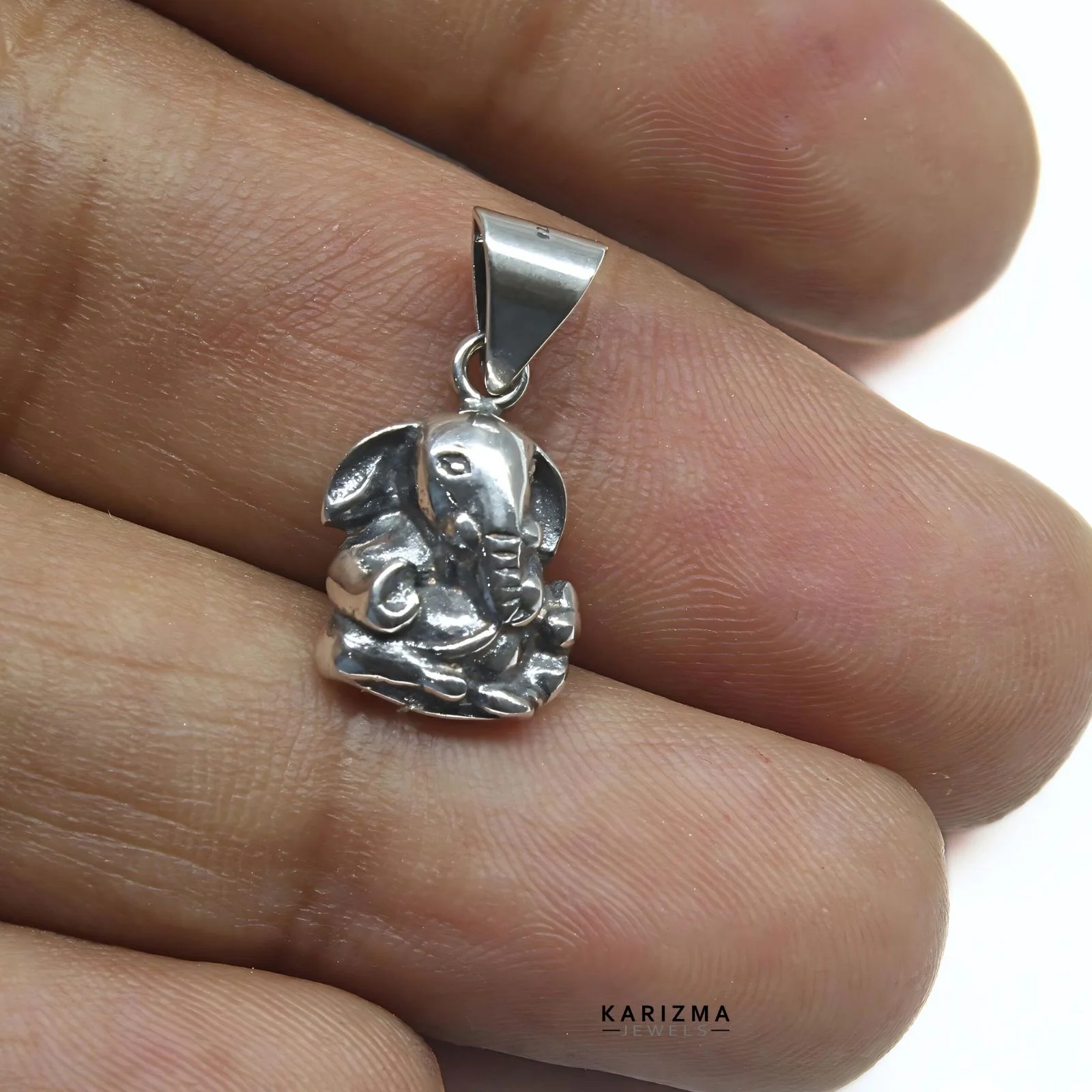 Divine Pendant 925 Sterling Silver Oxidized Small Lord Ganesha Pendant - Image 3