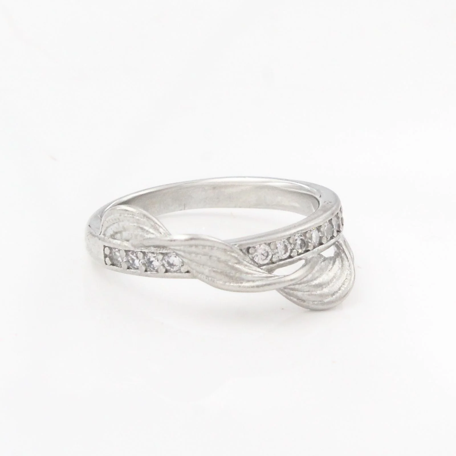 Elegant 925 Real Silver White CZ Platinum Finish Bypass Ring - Image 2
