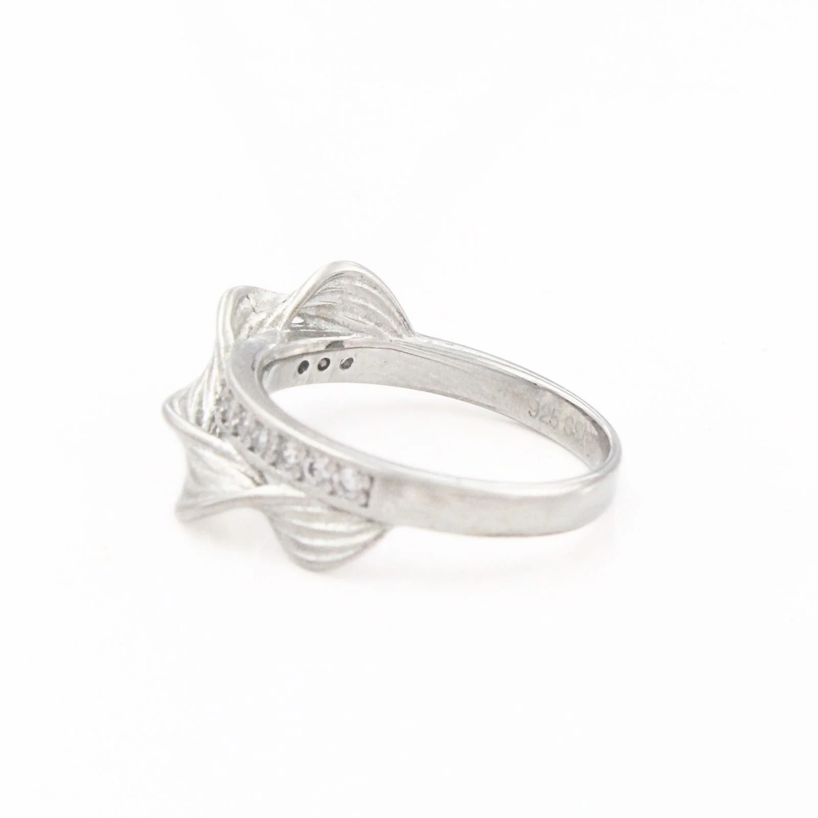 Elegant 925 Real Silver White CZ Platinum Finish Bypass Ring - Image 3