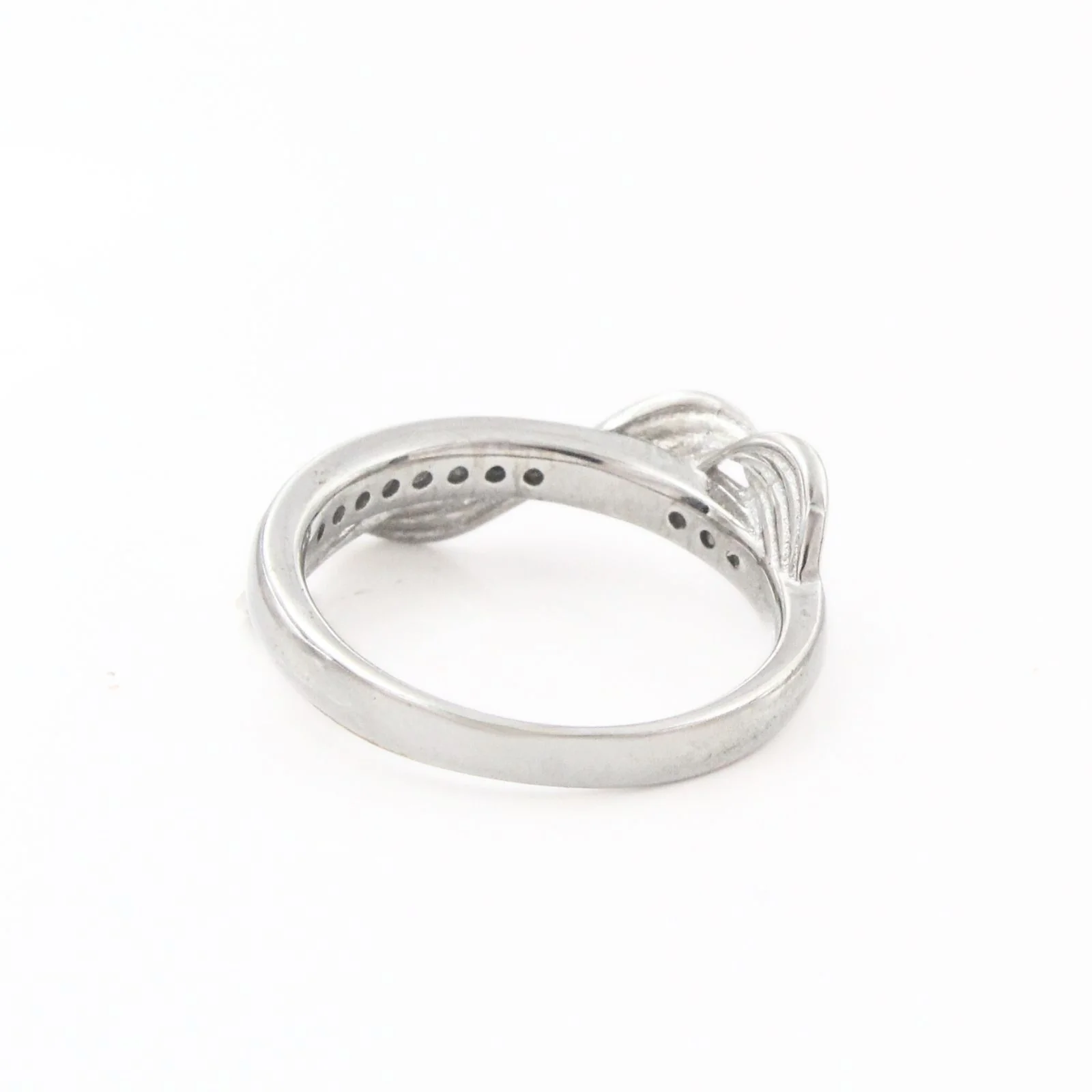 Elegant 925 Real Silver White CZ Platinum Finish Bypass Ring - Image 4