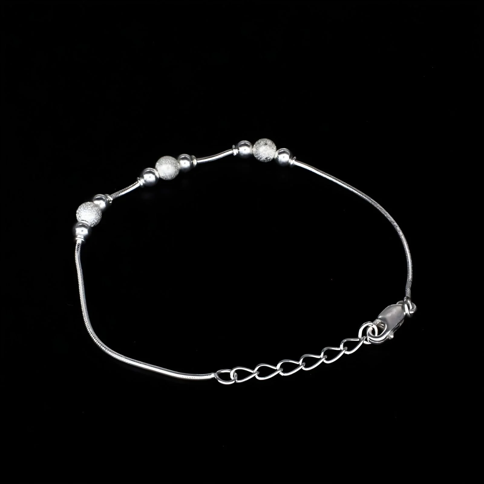 Elegant 925 Sterling Silver beads snake chain Bracelet for Girls - Image 2