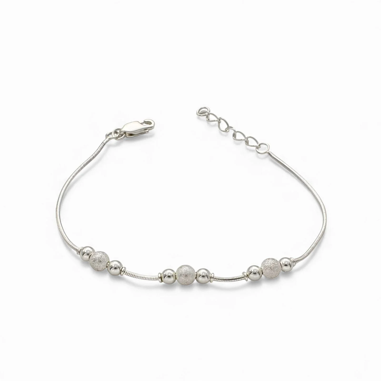 Elegant 925 Sterling Silver beads snake chain Bracelet for Girls - Image 3