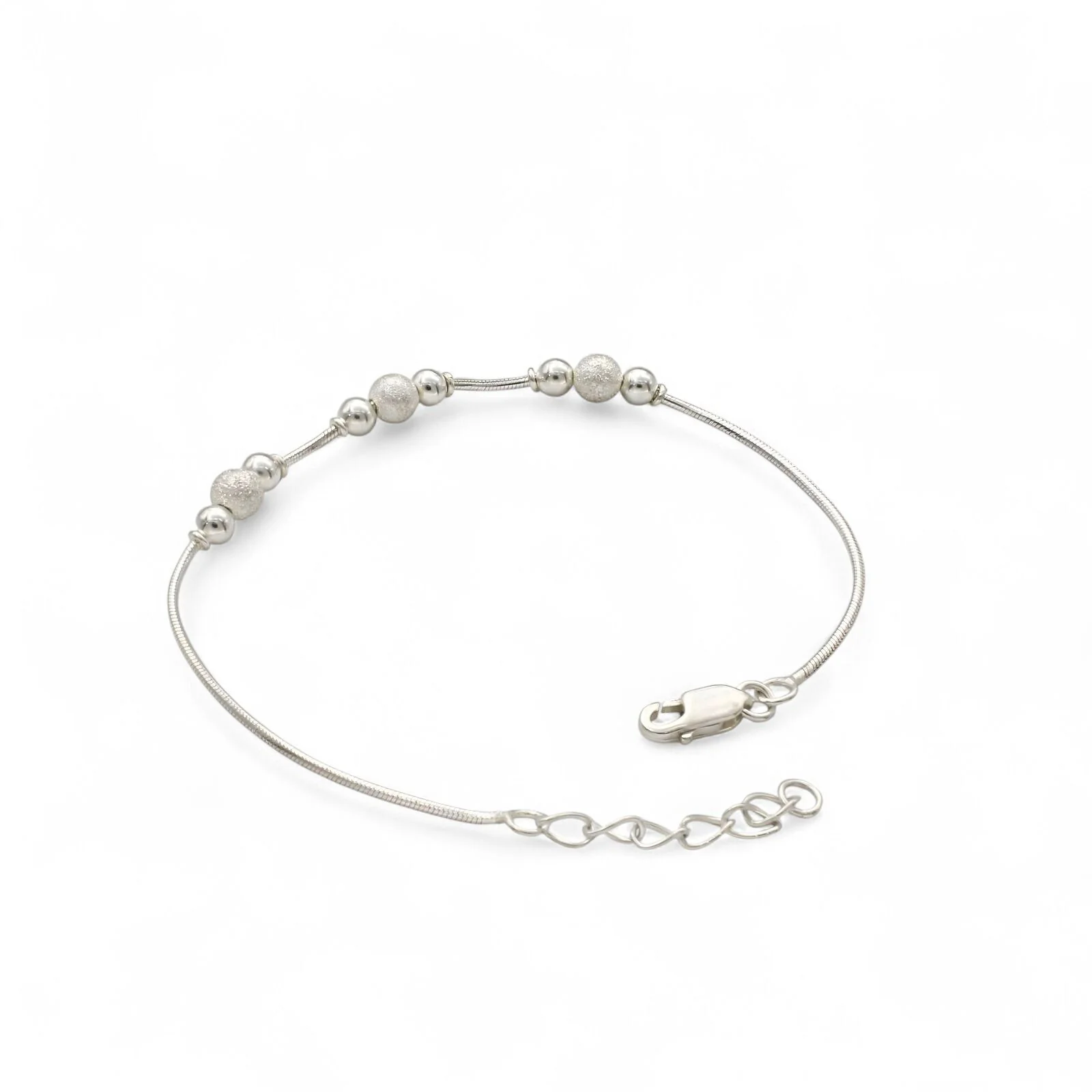 Elegant 925 Sterling Silver beads snake chain Bracelet for Girls - Image 4