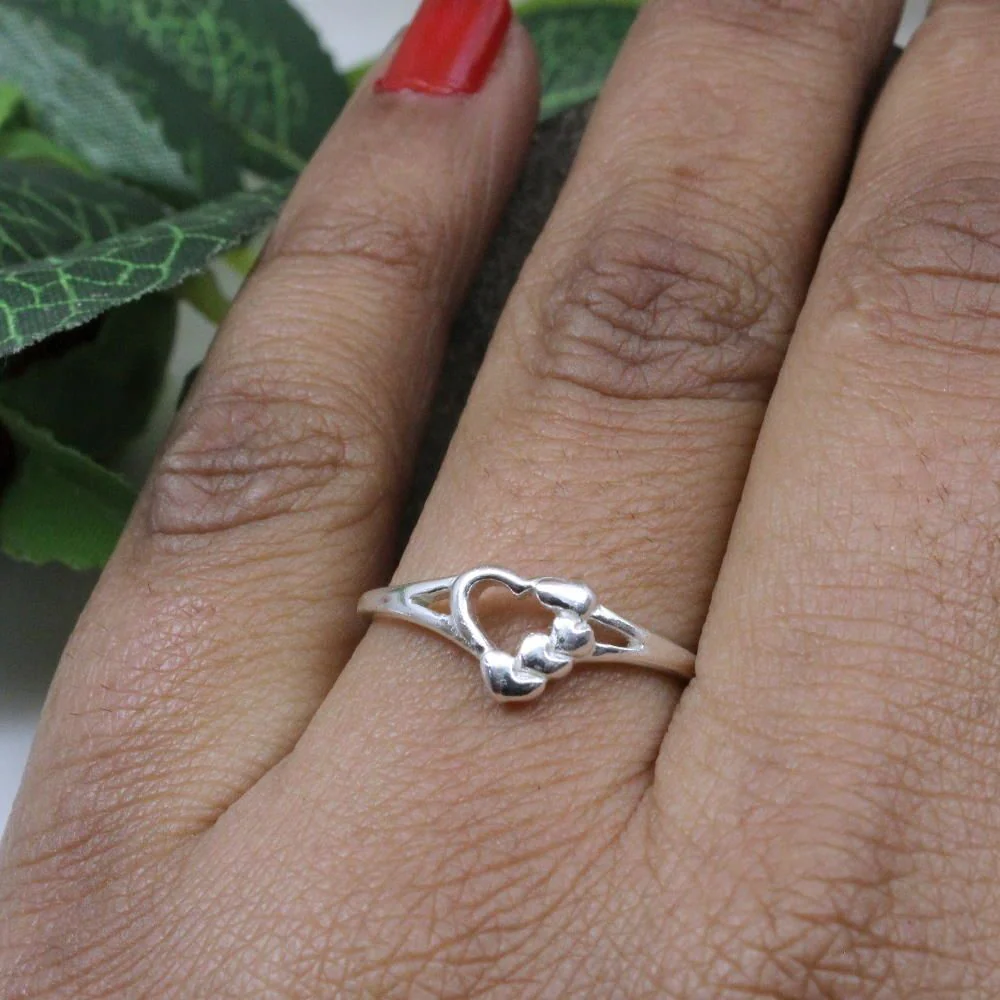 Elegant Romantic Silver Love Heart Ring