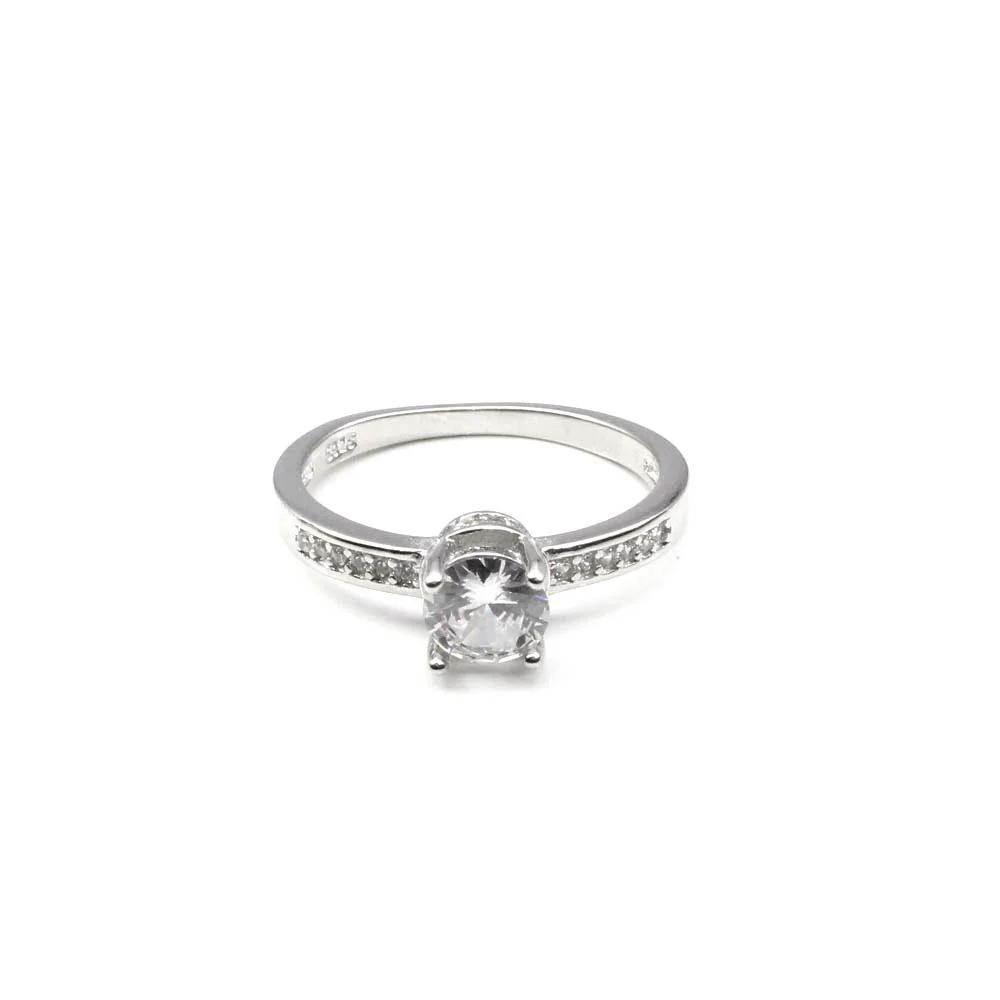 Elegant Round Solitaire Sterling Silver Women Ring - Image 3
