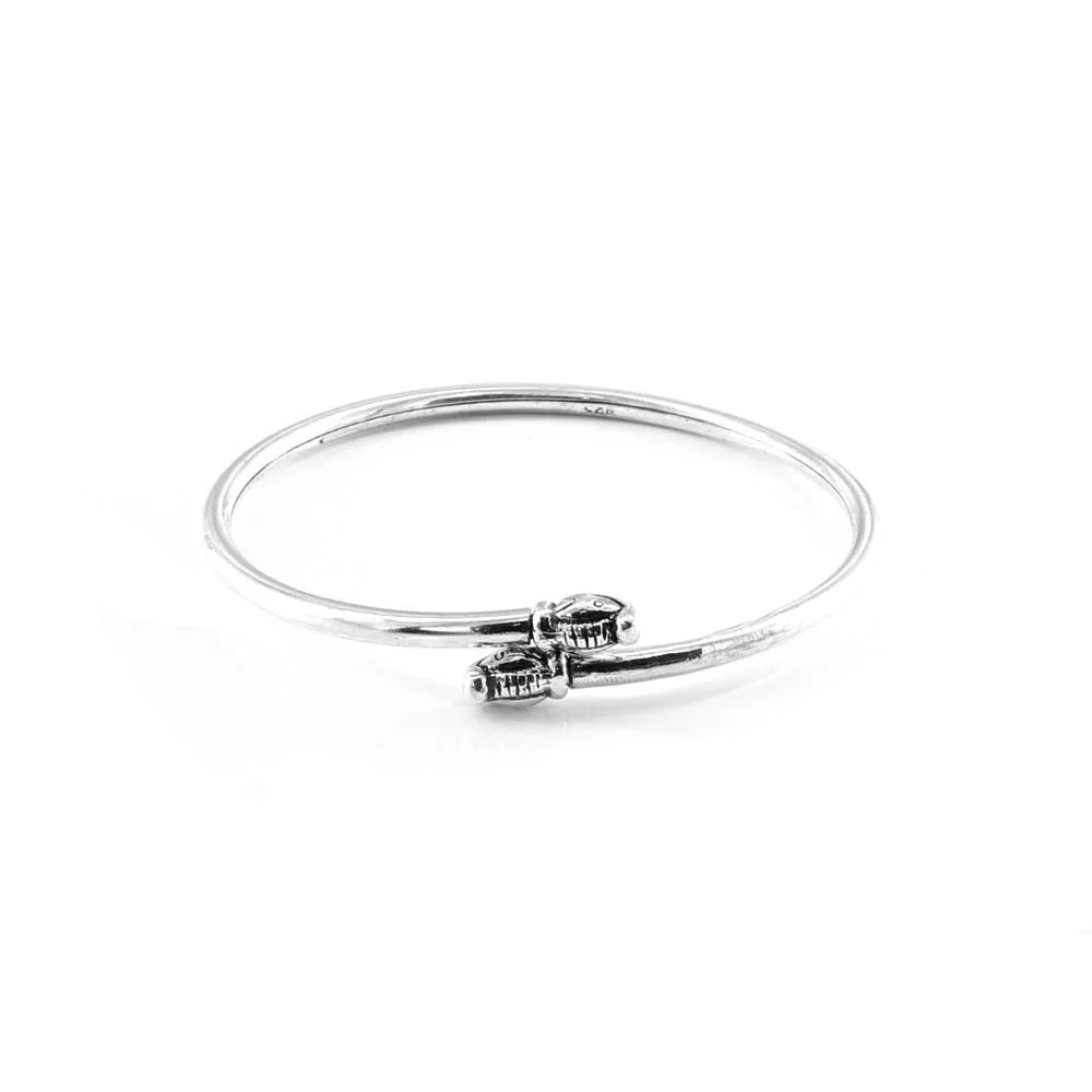 Elephant Face Real Silver Oxidized women's Bracelet Bangle - Single - Image 2