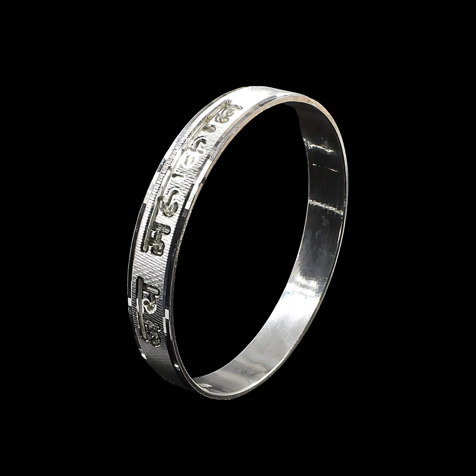 Dashing Sterling Silver Name Engraved Kada Men's Bangle - Image 5