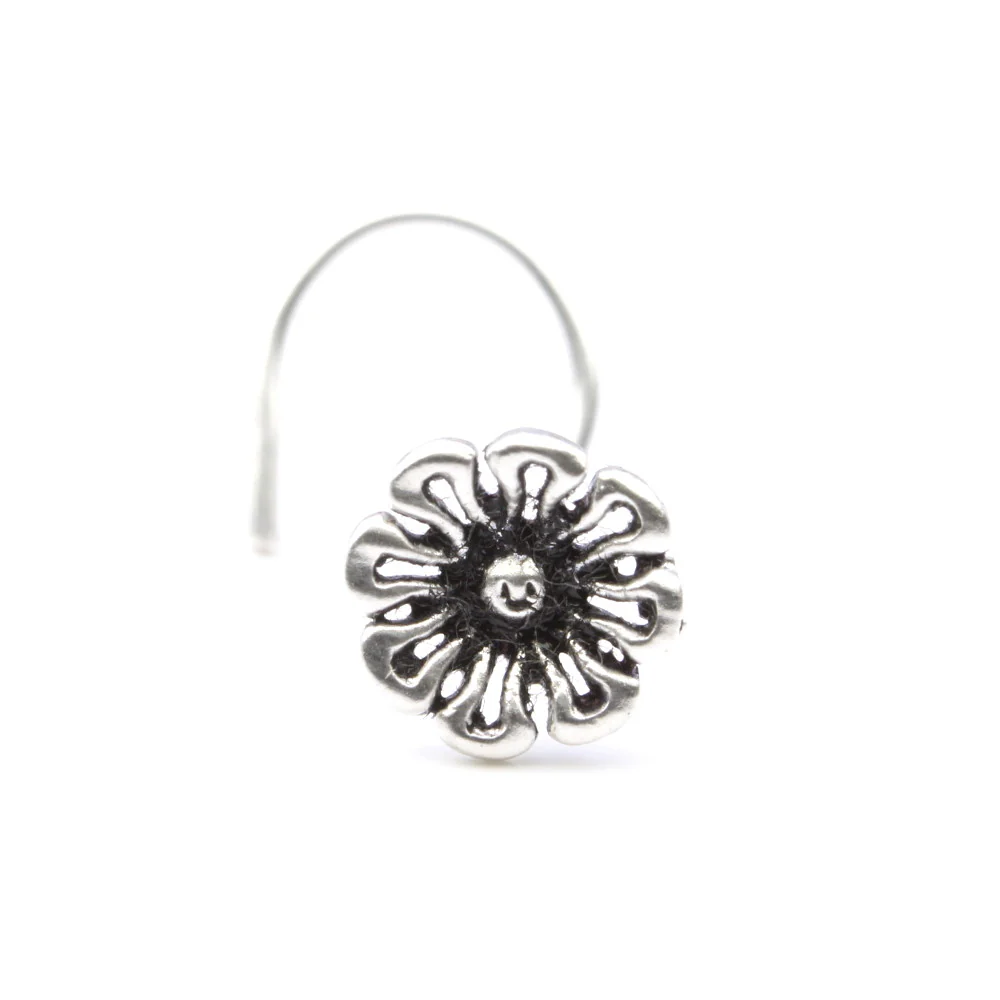 Sterling Silver Oxidized Boho Nose Pin - Image 3
